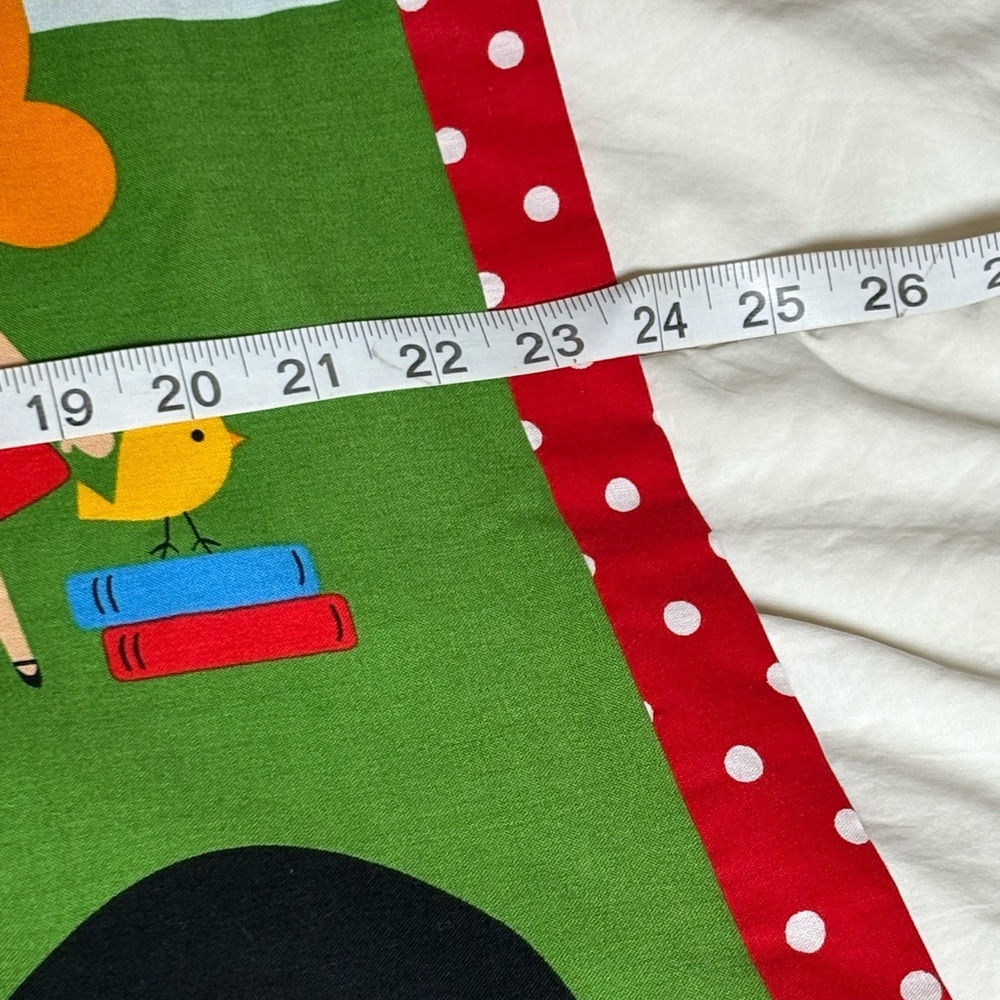 Colorful School House and School Bus Themed Apron with Polka Dot Background - Picture 9 of 10